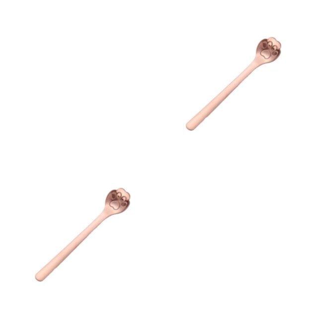 Redempat Cute Tea Spoon Exquisite Stainless Steel Spoon For Tea Drinking Teaware cat paw rose gold 1 2Set