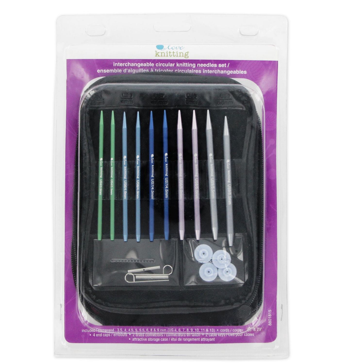LOVE KNITTING Interchangeable Circular Needle Set with Cables & Case