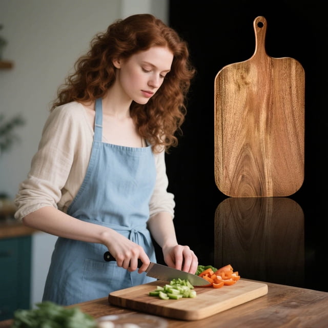 Kitchen Baking Tray Set Featuring Wooden Cutting Board With Handle Suitable For Charcuterie Cheese Meat Vegetables Fruits Outdoor and Commercial Use