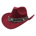 thumbnail image 1 of Decodeary Chapeau de Cowboy Premium Léger et Confortable Style Western Large Application Polyester Bordeaux, 1 of 6