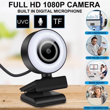 EGNMCR Webcam Webcam With LED Light 1080P HD Web Camera Auto Focus 4MP Microphone LED Webcam