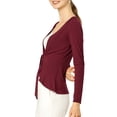 thumbnail image 4 of INSPIRE CHIC Cardigan en Tricot à Nouer devant pour Femme, Manches Longues, Ourlet à Volants, Ouvert, m Bourgogne, 4 of 8