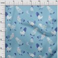 thumbnail image 3 of oneOone Silk Tabby Light Blue Fabric Rooster Cock Sewing Material Print Fabric By The Yard 42 Inch Wide, 3 of 4