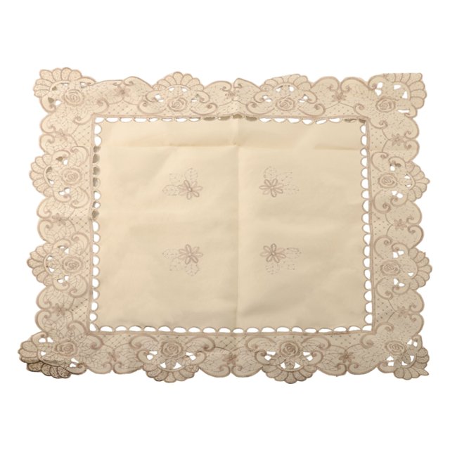 White Embroidered Lace Table Cloth Floral Tablecloth Wedding Party Satin Fabric 3# (square 60*60cm)