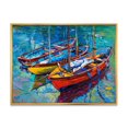 thumbnail image 1 of Designart Trois bateaux dans le port ART MURAL À CADRE FLOTTÉ, 1 of 4