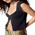 thumbnail image 2 of V Neck Split Hem T-Shirts for Women  Ruched Crop Tops with Short Sleeves, 2 of 4