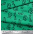 thumbnail image 2 of Soimoi Green Heavy Satin Fabric Explore The World Text Decor Fabric Printed Yard 54 Inch Wide, 2 of 5