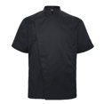 thumbnail image 1 of TOPTIE Veste de Chef Unisexe à Manches Courtes, Noire avec Côté en Maille, 1 of 8