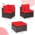 thumbnail image 2 of Gymax 4PCS Rattan Patio Conversation Furniture Set Yard Outdoor w/ Red Cushion, 2 of 10