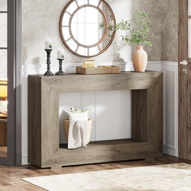 Tribesigns Farmhouse Console Table, 47" Wood Hallway Table with Storage for Hallway, Gray
