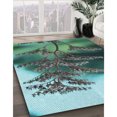 thumbnail image 3 of Ahgly Company Tapis d'Intérieur Lavable à la Machine, Carré, Transitionnel, Vert Turquoise Moyen, Tapis de Zone, 4 Pieds Carré, 3 of 7