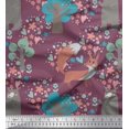 thumbnail image 1 of Soimoi Velvet Fabric Tree,Fox & Bear Kids Printed Craft Fabric by The Yard 58 Inch Wide, 1 of 3