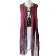 thumbnail image 1 of QualitChoice Gilet Sans Manches pour Femmes à devant Ouvert Style Western Respirant à Franges Jupe Délicate Retrait de Taille Cardigan Attrayant Rouge Vin TG, 1 of 6