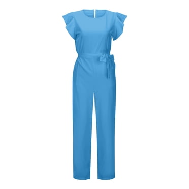 Salopette à Taille Cintrée avec Ceinture Pantalon Long pour Femmes Combinaisons pour Femmes Combinaison Décontractée Pantalon pour Femmes Combinaison Dos Perlé Combinaison Petite pour Femmes Combinaison Élégante Combinaisons Élégantes pour Femmes