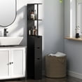 thumbnail image 2 of HOMCOM Narrow Bathroom Floor Cabinet with Drawer, Open Shelves, Black, 2 of 10