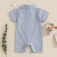 thumbnail image 4 of Chbgutlmr Baby Boys Girls Clothes Toddler Half Button Short Sleeve Rompers Infant Plaid Printed Comfy Jumpsuits, 4 of 4
