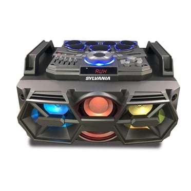 Sylvania Portable 2.1 DJ Drum Boombox with LED Lights - Black