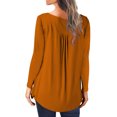 thumbnail image 3 of Timegard Tops for Women Ruched Notched V-Neck Long Sleeve Button Blouse Dressy Casual Tunic Tops, 3 of 5