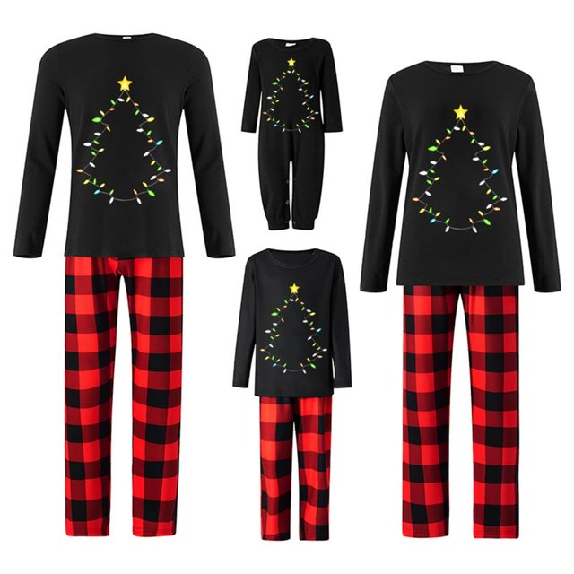 Family Matching Christmas Pajamas Set Snowman Printing Tops Long Pants Sleepwear