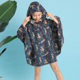 thumbnail image 2 of Children‘s Boys Girls Dinosaur Rainbow Printed Button Rain Jacket Hooded Windproof Raincoat, 2 of 4