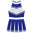 thumbnail image 4 of Oyolan Tenue d'Uniforme de Cheerleader Sans Manches pour Femmes Adultes, Crop Top Mini Jupe Plissée Bleue G, 4 of 6