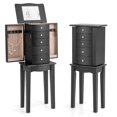 thumbnail image 1 of Gymax Armoire à Bijoux Debout avec Miroir Rabattable et 4 Tiroirs, Noir, 1 of 10
