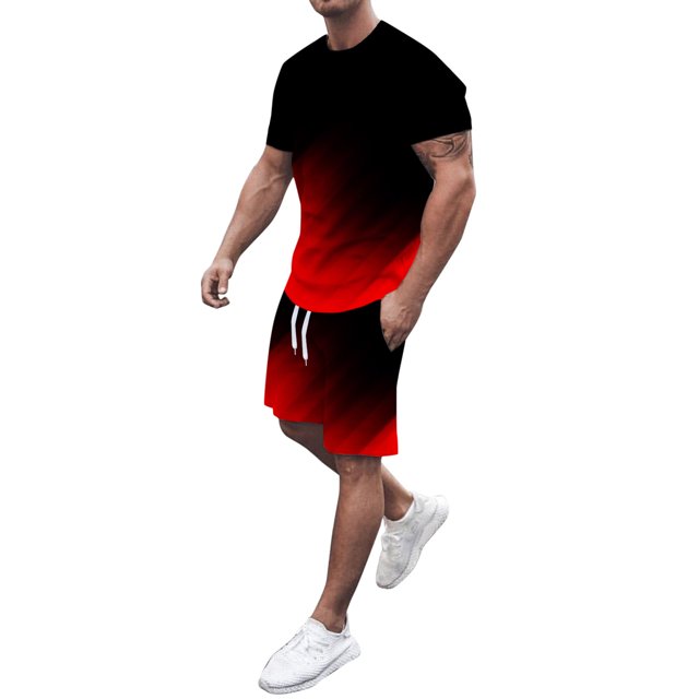 Kcodviy Homme Été Imprimé Court Smoking Col Châle Manche T-Shirt Col Ras du Cou Achats Complet Col Haut Short à Cordon Tenue Formelle pour Hommes Complets