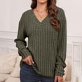 thumbnail image 4 of MeetoTime Women's V-Neck Ribbed Long Sleeve Tunic Tops Fall Casual Solid Color Stretchy Knit Sweater Pullover, 4 of 7