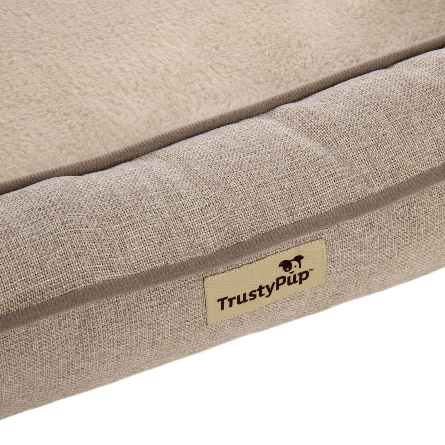 TrustyPup Bolstered Bliss Pet Bed, Dog Bed, Heather Basket Woven Brown