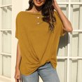 thumbnail image 2 of Birdeem Solid Color off Shoulder T-Shirt Loose Short Sleeved Top for Women, 2 of 12