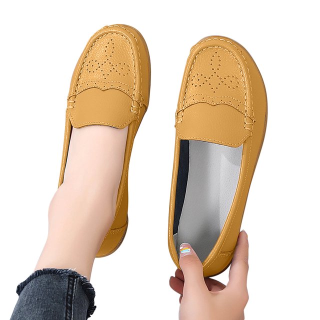 LSLJS Chaussures Décontractées Confortables Ajourées pour Femmes en Cuir avec Semelles Souples Talons Inclinés, Chaussures Compensées pour Femmes