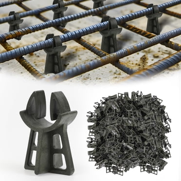 Strasee 100Pcs 1-3/16" Snap Rebar Chairs Plastic Rebar Concrete Chair Fit 3-5 Size Heavy Duty Solid Construction Anti Rust M076