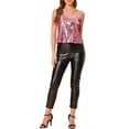 thumbnail image 2 of INSPIRE CHIC Camisole Courte à Paillettes pour Femme à Bretelles Spaghetti m Rose Pâle, 2 of 8