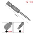 thumbnail image 2 of Unique Bargains 10pcs 50mm 1/4' Hex Shank T7 Magnetic Torx Head Screwdriver Bit S2, 2 of 4