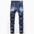 thumbnail image 2 of XZNGL Mens Jeans Stretch Mens High-End Stretch Light Color Print Trendy Slim Jeans Stretch Jeans Men, 2 of 8