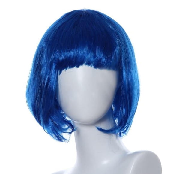 Riforla Masquerade Small Roll Bang Short Straight Hair Wig BU Wigs for Women Blue