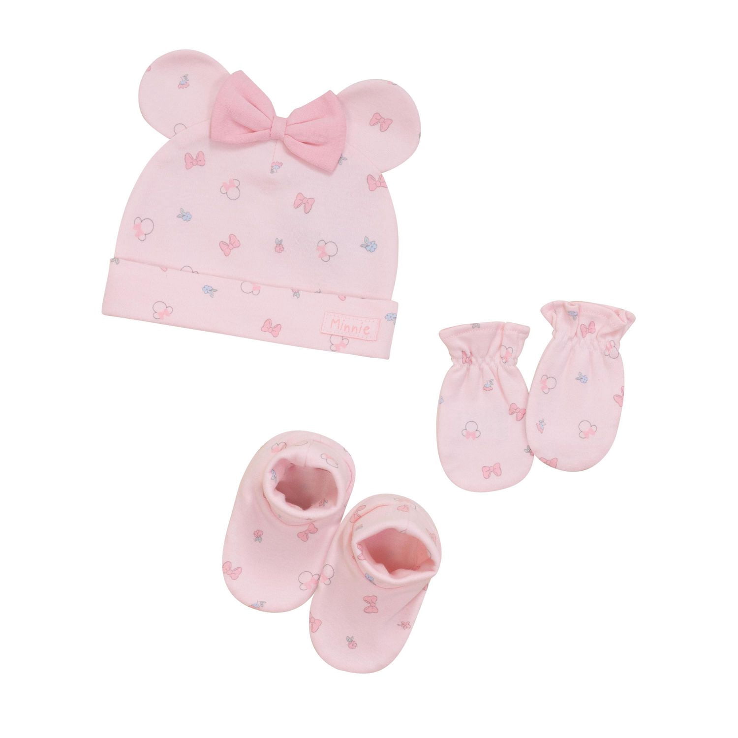 Disney Mickey Mouse Baby Girls' Layette Organic Cotton 3pc Accessory Set