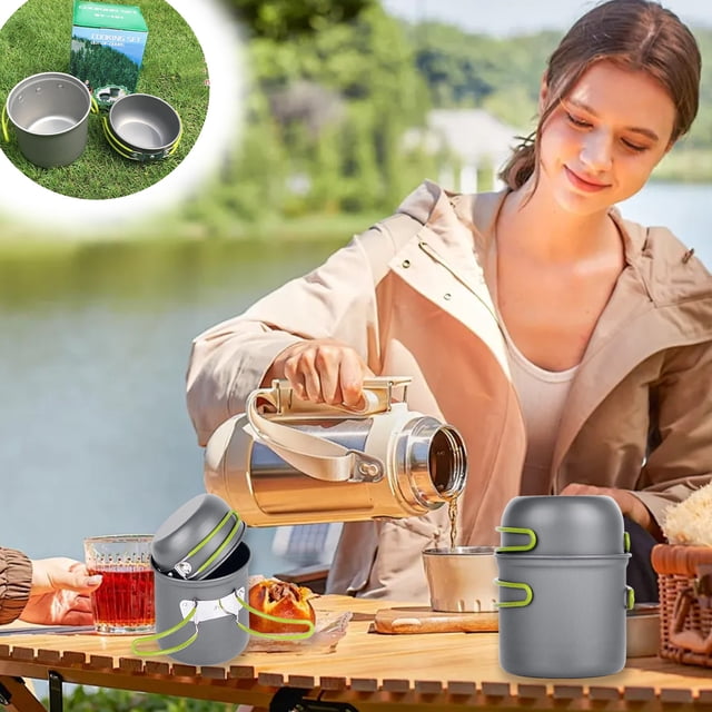 Vaidha Camping Set Of Pots And Pans Scratch And Heat Portable Cookware Nonstick Set Of Pots And Pans 2pcs Set