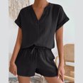 thumbnail image 2 of Yuyuzo Short Sets for Women Short Sleeve Shirts Drawstring High Waisted Shorts Lounge Sets, 2 of 5