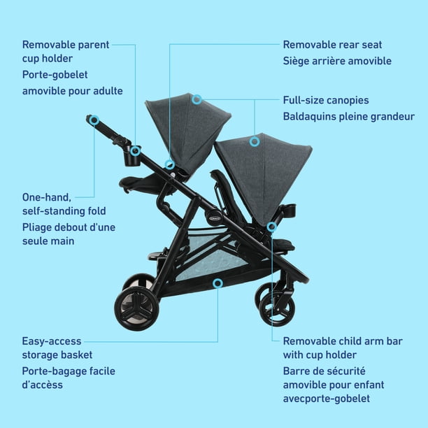 Graco Ready2Grow 2.0 Double Stroller, Foldable and Infant Car Seat
