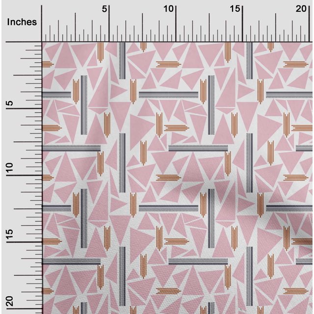 oneOone Cotton Poplin Fabric Triangle & Line Geometric Fabric Prints By Yard 56 Inch Wide