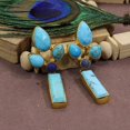 thumbnail image 3 of Blue Copper Turquoise &Lapis Lazuli Stone Flower Gold Plated Earrings For Women, 3 of 5
