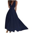 thumbnail image 1 of AherBiu Formal Dresses for Women Sleeveless Deep V Neck Ruched Flowy Evening Party Cocktail Maxi Dress, 1 of 5