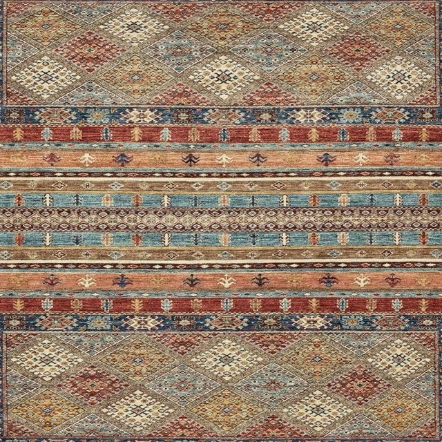 Ahgly Company Tapis d'Intérieur Carrés Abstraits Brun Chameau, Tapis de Zone Abstraits, 8 Pieds Carré