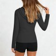 thumbnail image 2 of Craaazy Women's Solid Color Zipper Sun Protection Long Sleeve Sports Workout Hooded Shirts Gifts, 2 of 7
