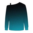 thumbnail image 5 of FAIWAD Womens Off Shoulder Tops Long Sleeve Gradient Fall Winter Baggy Pullover Top, 5 of 5