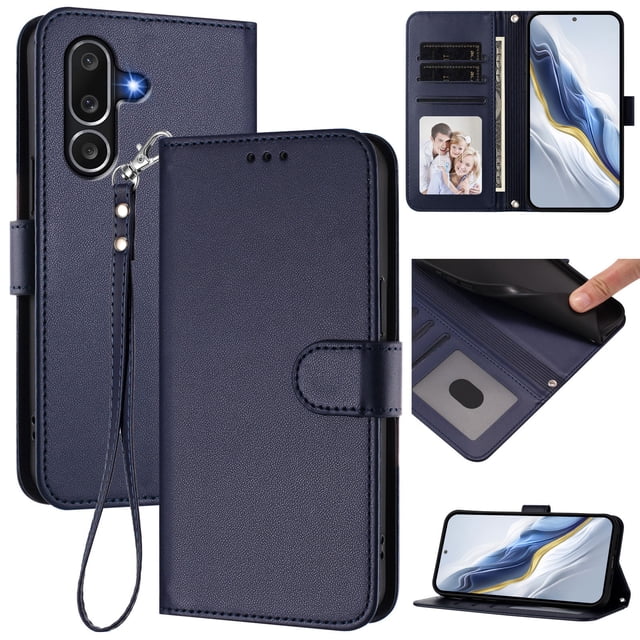 GANGXUN Wallet Case for Samsung Galaxy M56 – Magnetic Closure, RFID Blocking, Wrist Strap, Wireless Charging Compatible
