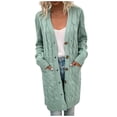 thumbnail image 1 of FAIWAD Cable Knit Long Cardigan for Women Long Sleeve Open Front Button Sweaters Coat with Pockets, 1 of 5