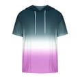 thumbnail image 3 of Besolor Mens Casual Hooded Tops Gradient Drawstring Short Sleeve Shirts Sports ness Pullover Summer Blouse, 3 of 4