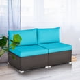 thumbnail image 5 of Patiojoy 2-Piece Outdoor Wicker Rattan Sectional Armless Sofa Chair w/ Turquoise Cushions, 5 of 5